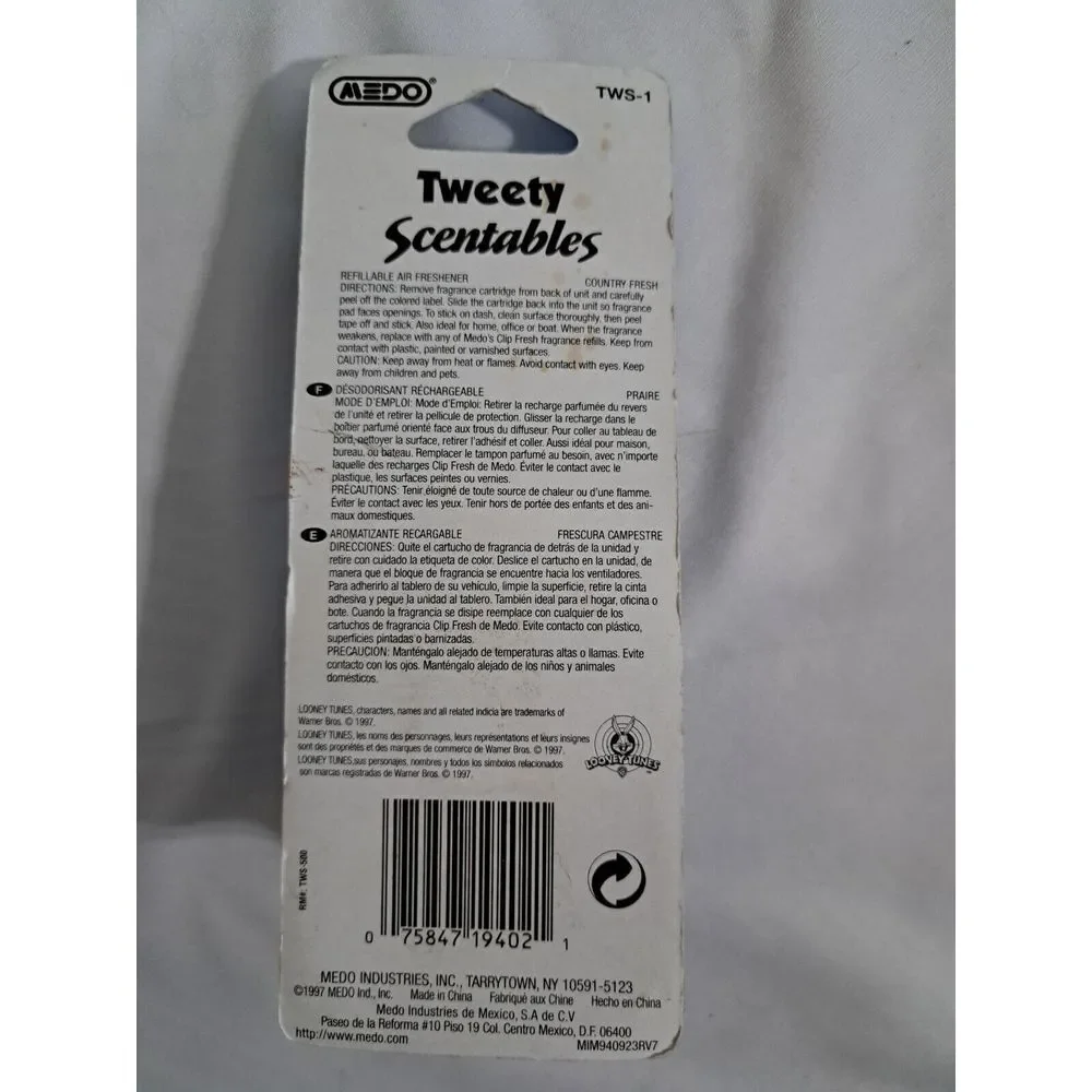 vintage looney tunes - tweety scentables - medo 1997 - new Old Stock Collectable
